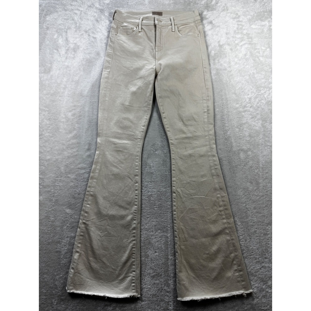 Mother Womens The Weekender Fray Fog Tan Flare Jeans 25 Meas: 26x30.5